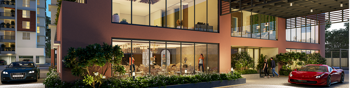 Luxurious swimming pool with lighting and kids swimming